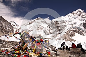 Hikers having rest in Everest base camp