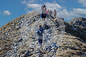 Hikers on the mountain trail