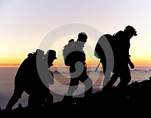 Hikers on Mt Fuji