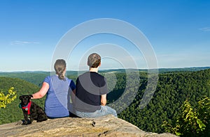 Hikers on Raven Rock in Coopers Rock State Forest WV