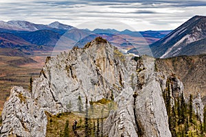 Hikers on Sapper Hill Dempster HWY Yukon Canada