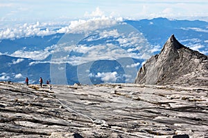 Hikers at the Top of Mount Kinabalu in Sabah, Malaysia