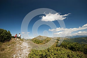 Hikers on the top of mountains