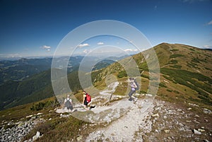 Hikers on the top of mountains