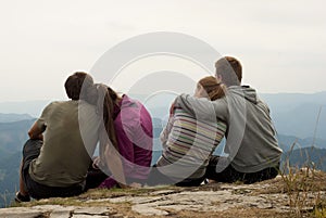 Hikers on the top of mountains