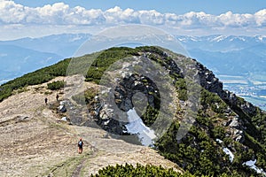 Hikers are walking in Western Tatras, Slovakia, hiking theme