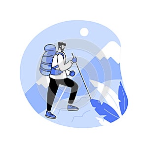 Hiking abstract concept vector illustration.