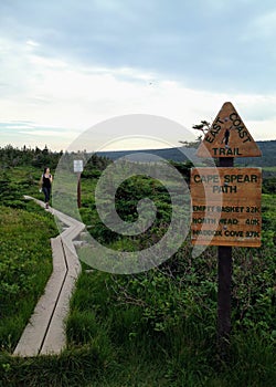 Hiking along the cape spear path section of the East Coast Trail