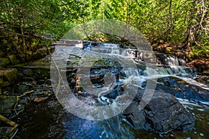 Hiking along a stream at Sleeping Giant Provincial Park Ontario Canada