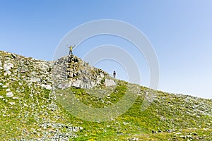 Hiking in the Alps on panoramic footpath