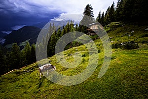 Hiking in Austria with amazing view. Beautiful mountings.