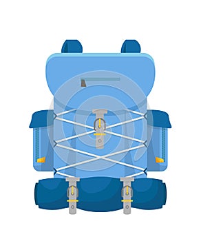 Hiking backpack flat vector illustration