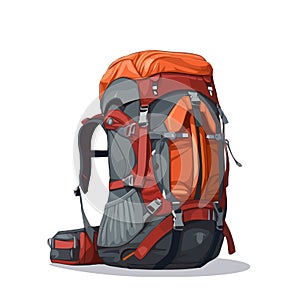 Hiking backpack image. Cute camping backpack image isolated.