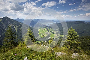 Hiking in Bavaria, view to the Schleirsee lake