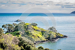 Hiking on the beautiful coast of Doubtless Bay in the Far North of New Zealand