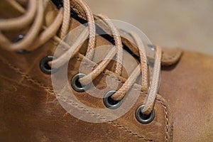 Hiking Boot shoelace eyelet details