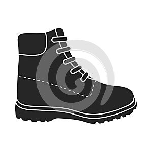 Hiking boots icon in black style on white background. Shoes symbol stock vector illustration.