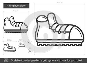 Hiking boots line icon.