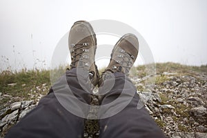 Hiking boots on a mountain tour