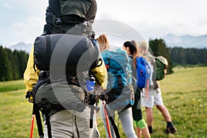 Hiking camping backpacker journey travel trekking concept