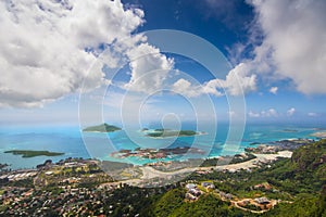 Hiking Capolia Trail from Seychelles Islands / Beautiful view from the top of the island Seychelles