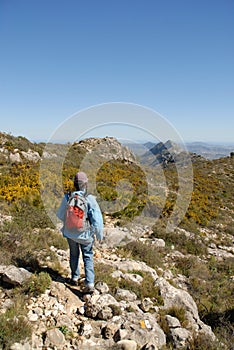 Hiking on the Cavall Verd, looking to the coast and Mediterranean sea photo