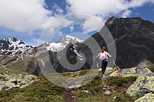 Hiking child in the Alps