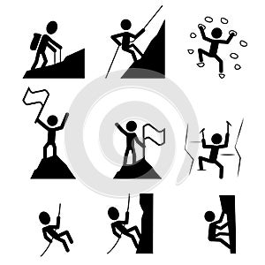 Hiking and climbing icon. vector