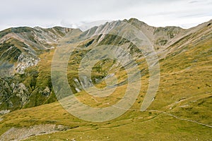 Hiking day on a autum sunday, in the high mountains. photo
