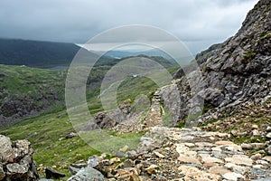 Hiking down from Snowdon mountain along the PYG track - 2 photo