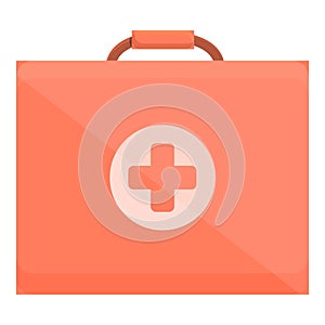 Hiking first aid kit icon, cartoon style