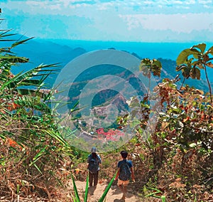 Hiking in the Furomon Hill. Bangladesh