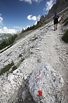 Hiking - going uphill on a hking trail