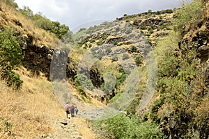Hiking on Golan Heights in Israel. photo