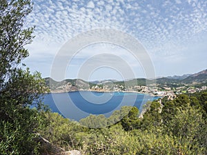 Hiking on the GR 221 at the beautiful coast of the Tramuntana, Mallorca, Balearic islands, Spain