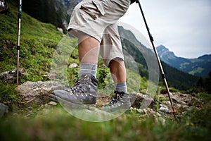 Hiking in high mountains