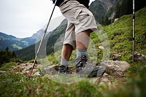 Hiking in high mountains