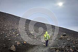 Hiking on the Hverfjall crater