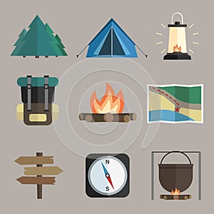 Hiking icons photo