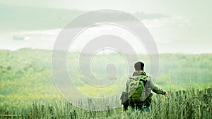 Hiking man, feeling, landscape, nature photo