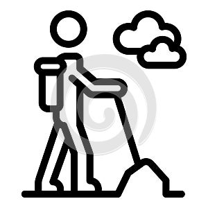 Hiking man icon, outline style