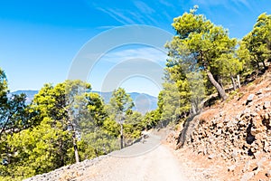 Hiking in Morocco`s Rif Mountains under Chefchaouen city, Morocco, Africa