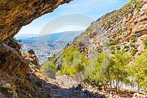 Hiking in Morocco`s Rif Mountains under Chefchaouen city, Morocco, Africa