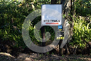 hiking and mountain bike trail sign