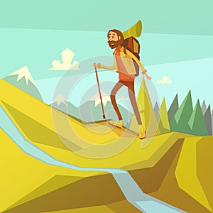 Hiking And Mountaineering Illustration