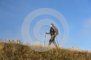 Hiking in mountains