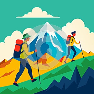 Hiking in the mountains.