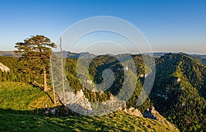 Hiking in mountains Velka Fatra in Slovakia. Beautiful view from Tlsta