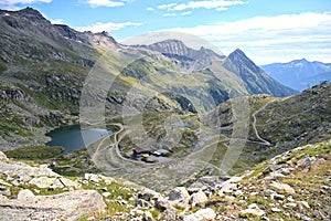 Hiking in MÃ¶lltaler Glacier area, high mountains, glacier, waterdams and cows on pastures