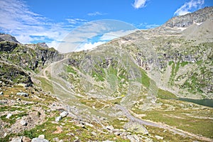 Hiking in MÃ¶lltaler Glacier area, high mountains, glacier, waterdams and cows on pastures